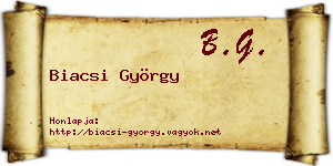 Biacsi György névjegykártya
